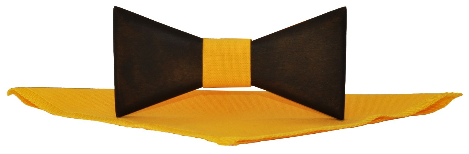 Деревянная галстук-бабочка треугольная с ярко-желтым платком описание: Фасон - Фигурная, Материал - Дерево, Цвет - Темно-коричневый, желтый, Размер - 10 см. х 5 см., Страна производства - Россия.