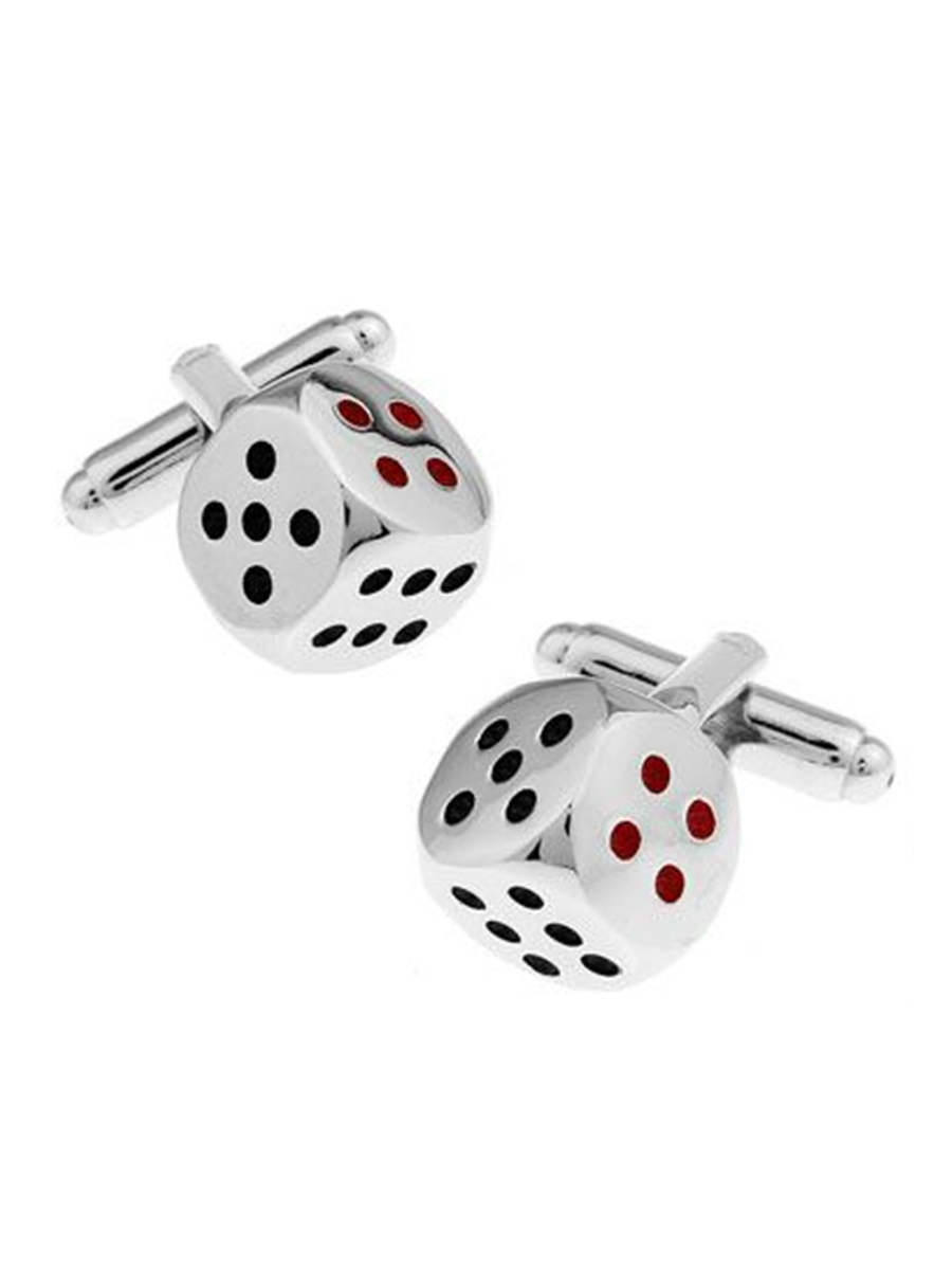 Запонки игральные кости, Материал: Ювелирная сталь 316L, Цвет: Серебристый, Размеры: 10 мм х 10 мм, общая длина 34 мм, ножка 18 мм, вес: 11 гр., подарочная упаковка бесплатно.