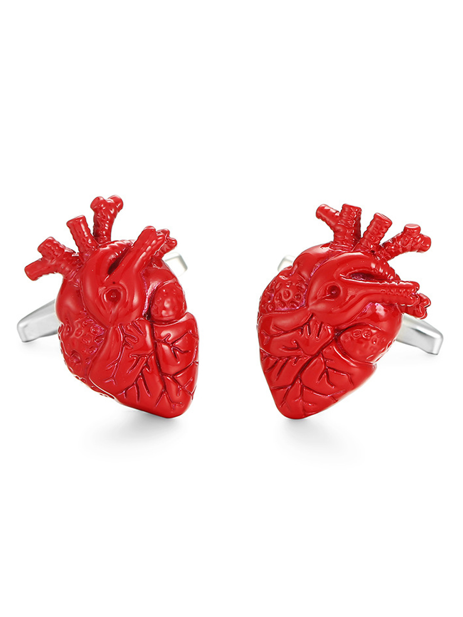 Запонки сердце, Материал: Ювелирная сталь 316L Покрытие - эмаль, Цвет: Красный, Размеры: 23 мм х 15 мм, общая длина 26 мм, ножка 19 мм, вес: 13 гр., подарочная упаковка бесплатно.