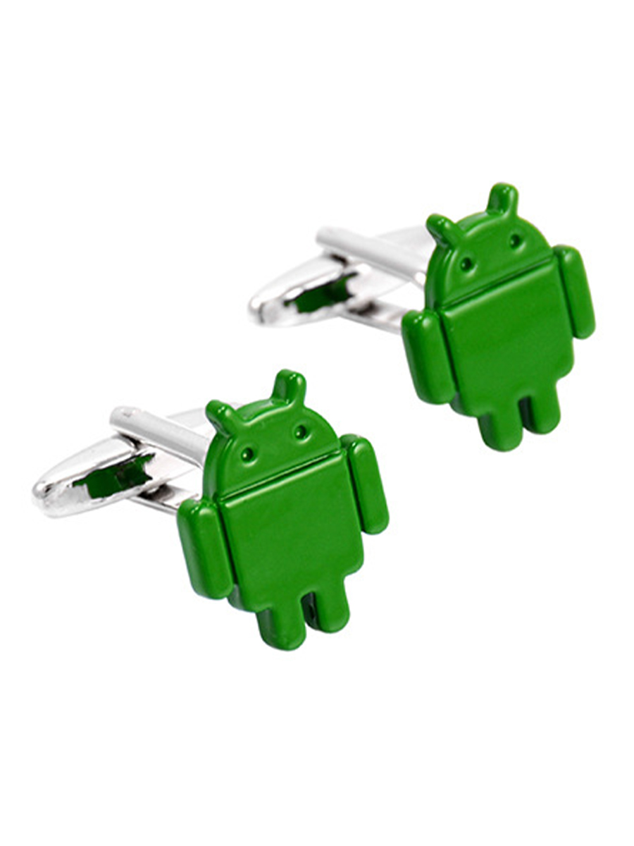 Запонки андроид Запонки андроид, Материал: Ювелирная сталь 316L Покрытие: эмаль, Цвет: Зеленый, Размеры: 21 мм х 18 мм, общая длина 22 мм, ножка 19 мм, вес: 12 гр., подарочная упаковка бесплатно.