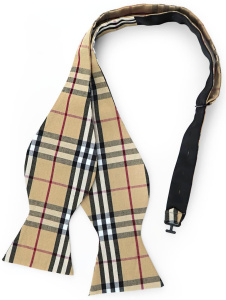 Галстук-бабочка самовяз бежевый в клетку