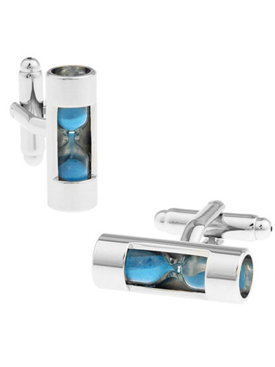 Запонки песочные часы с голубым песком, Материал: Ювелирная сталь 316L, Цвет: Стальной, голубой, Размеры: 21 мм х 8 мм, общая длина 25 мм, ножка 18 мм, вес: 15 гр., подарочная упаковка бесплатно.