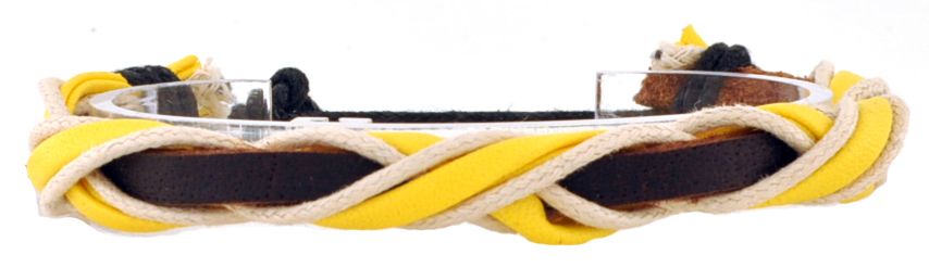ST052 Браслет кожаный с ярким плетением описание: Состав - Экокожа, цвет - Желтый, коричневый, размер - Размер браслетов регулируется стяжкой, вес - , страна производства - Китай;