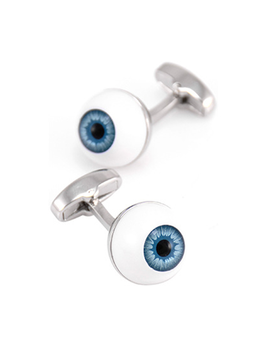 Запонки глаза, Материал: Ювелирная сталь 316L Покрытие: эмаль, Цвет: Белый, голубой, Размеры: диаметр 12 мм, общая длина 28 мм, ножка 15 мм, вес: 18 гр., подарочная упаковка бесплатно.