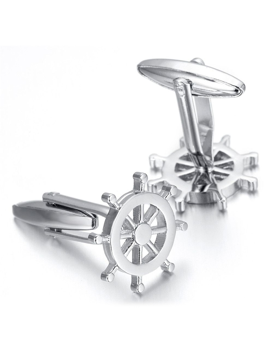 Запонки штурвалы, Материал: Ювелирная сталь 316L, Цвет: Стальной, Размеры: штурвал 17 мм, общая длина 23 мм, ножка 19 мм, вес: 11 гр., подарочная упаковка бесплатно.