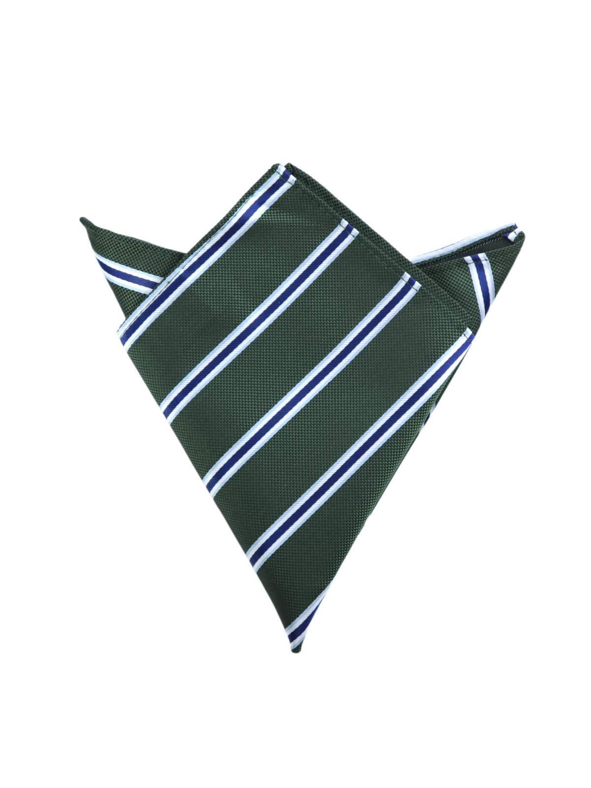 Платок в карман пиджака зеленый в бело-синюю полосĸу описание: Материал - Полиэстер, Размеры - 24 см х 24,5 см, Страна производства - Россия;