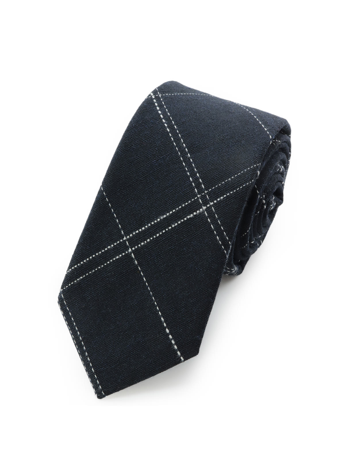 Галстук джинсовый в косую клетку темно-синий описание: Фасон - Узкий галстук, Материал - Хлопок, Цвет - Темно-синий, Размер - 6 см х 140 см, Страна производства - Россия.