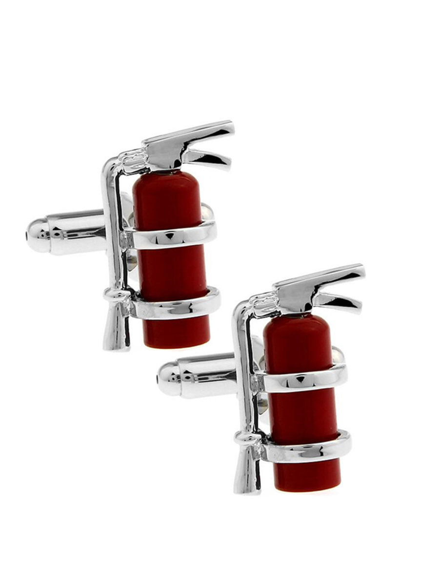 Запонки огнетушители, Материал: Ювелирная сталь Покрытие - эмаль, Цвет: Красный, Размеры: 20 мм х 12 мм, общая длина 26 мм, ножка 18 мм, вес: 8 гр., подарочная упаковка бесплатно.
