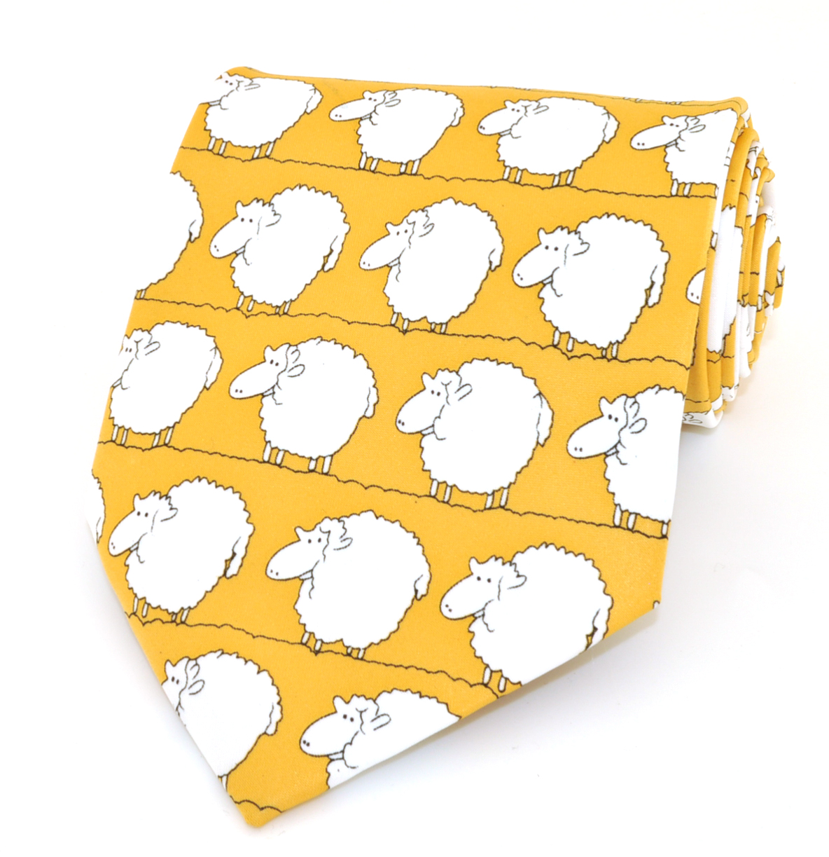 Галстук широкий желтый с овечками описание: Фасон - Классический, Материал - Полиэстер, Цвет - Желтый, Размер - 10 см. х 140 см., Страна производства - Китай.