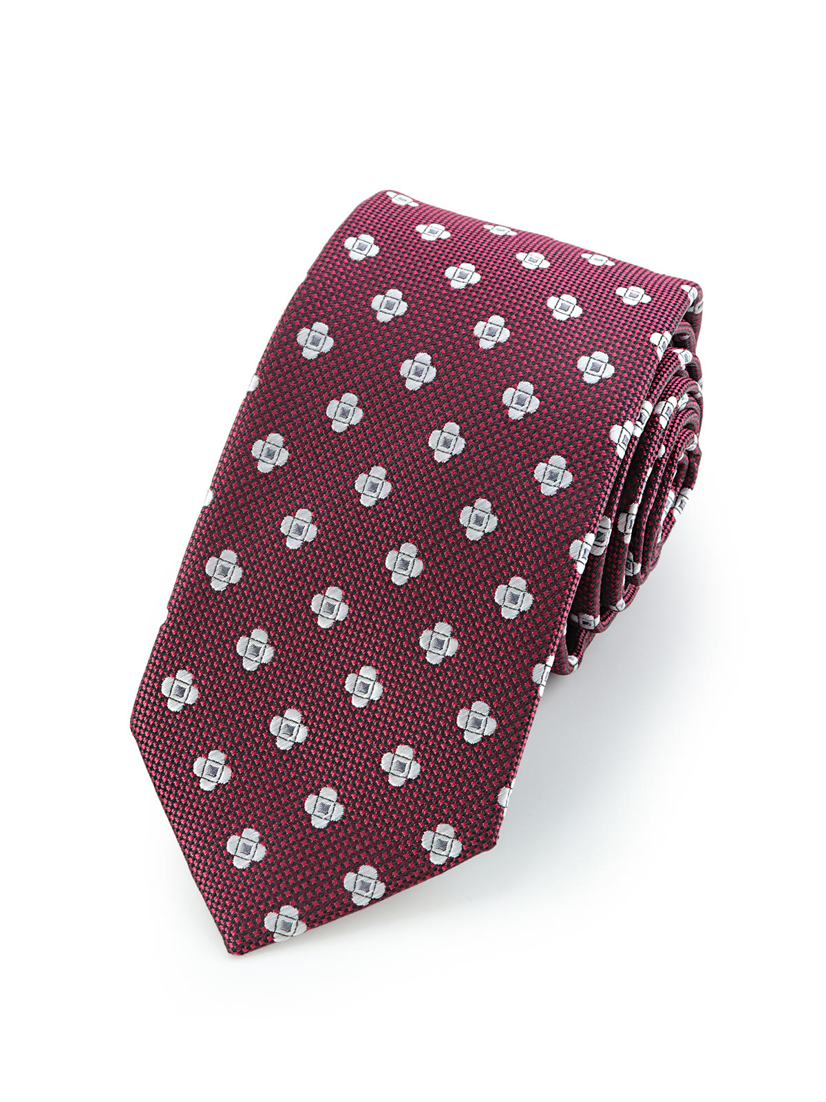 Галстук бордовый в ромашку описание: Фасон - Узкий галстук, Материал - Полиэстер, Цвет - Красный, Размер - 6 см х 150 см, Страна производства - Россия.
