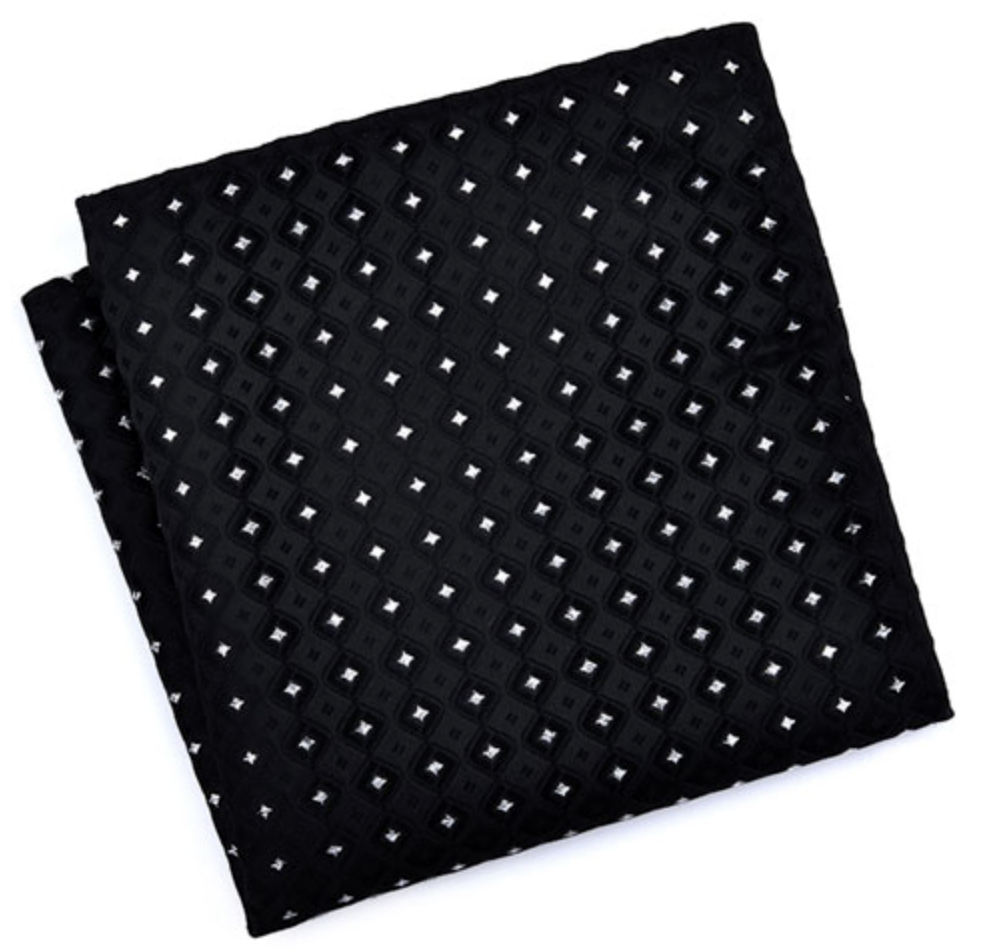 Нагрудный платок черный с ромбовидным рисунком описание: Материал - Вискоза, Размеры - 22 см. х 21 см., Страна производства - Китай;