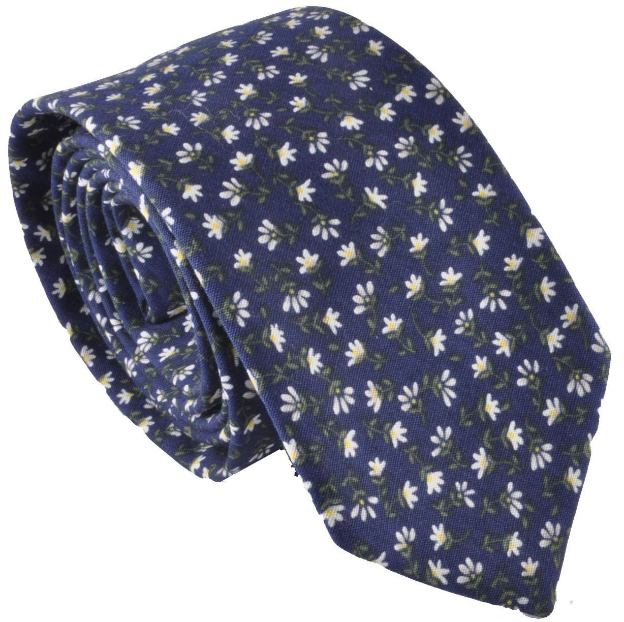 Галстук темно-синий в цветочек описание: Фасон - Узкий галстук, Материал - Хлопок, Цвет - Темно-синий, Размер - 5,5 см х 136 см, Страна производства - Турция.