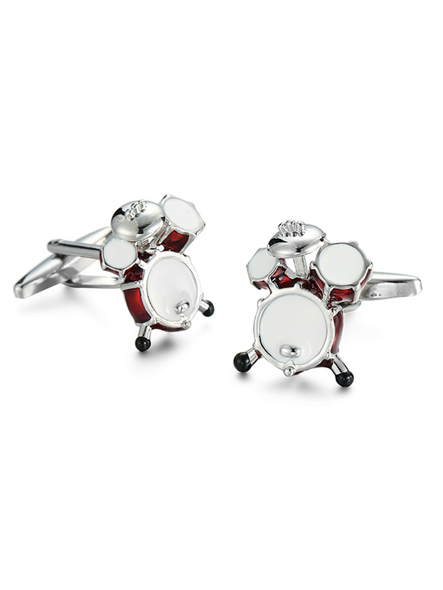 Запонки барабанные установки, Материал: Ювелирная сталь 316L Покрытие - эмаль, Цвет: Красный, Размеры: 17 мм х 20 мм, общая длина 24 мм, ножка 17 мм, вес: 11 гр., подарочная упаковка бесплатно.