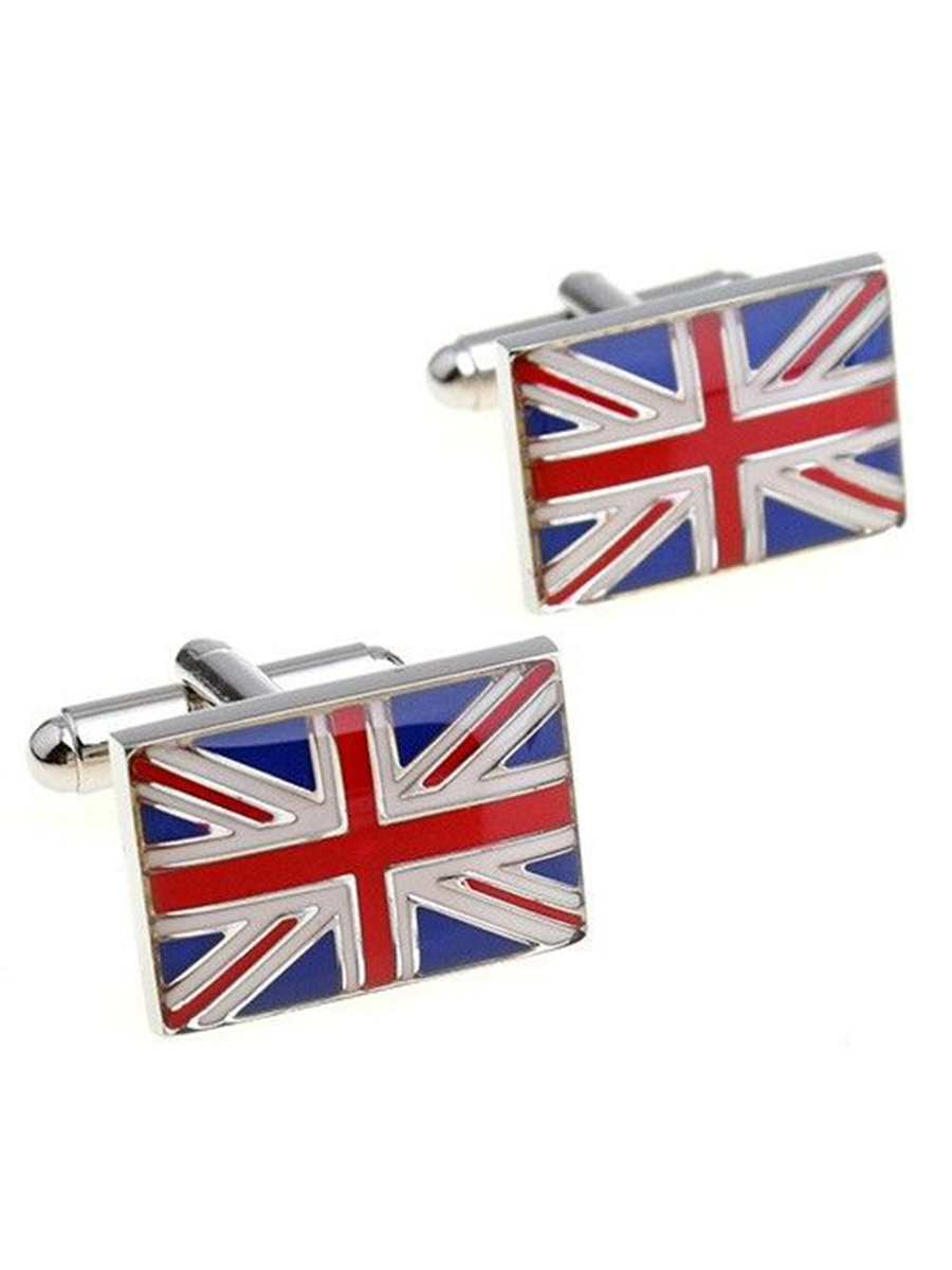 Запонки британский флаг, Материал: Ювелирная сталь 316L Покрытие - эмаль, Цвет: Красный + Синий, Размеры: 19 мм х 13 мм, общая длина 21 мм, ножка 17 мм, вес: 13 гр., подарочная упаковка бесплатно.