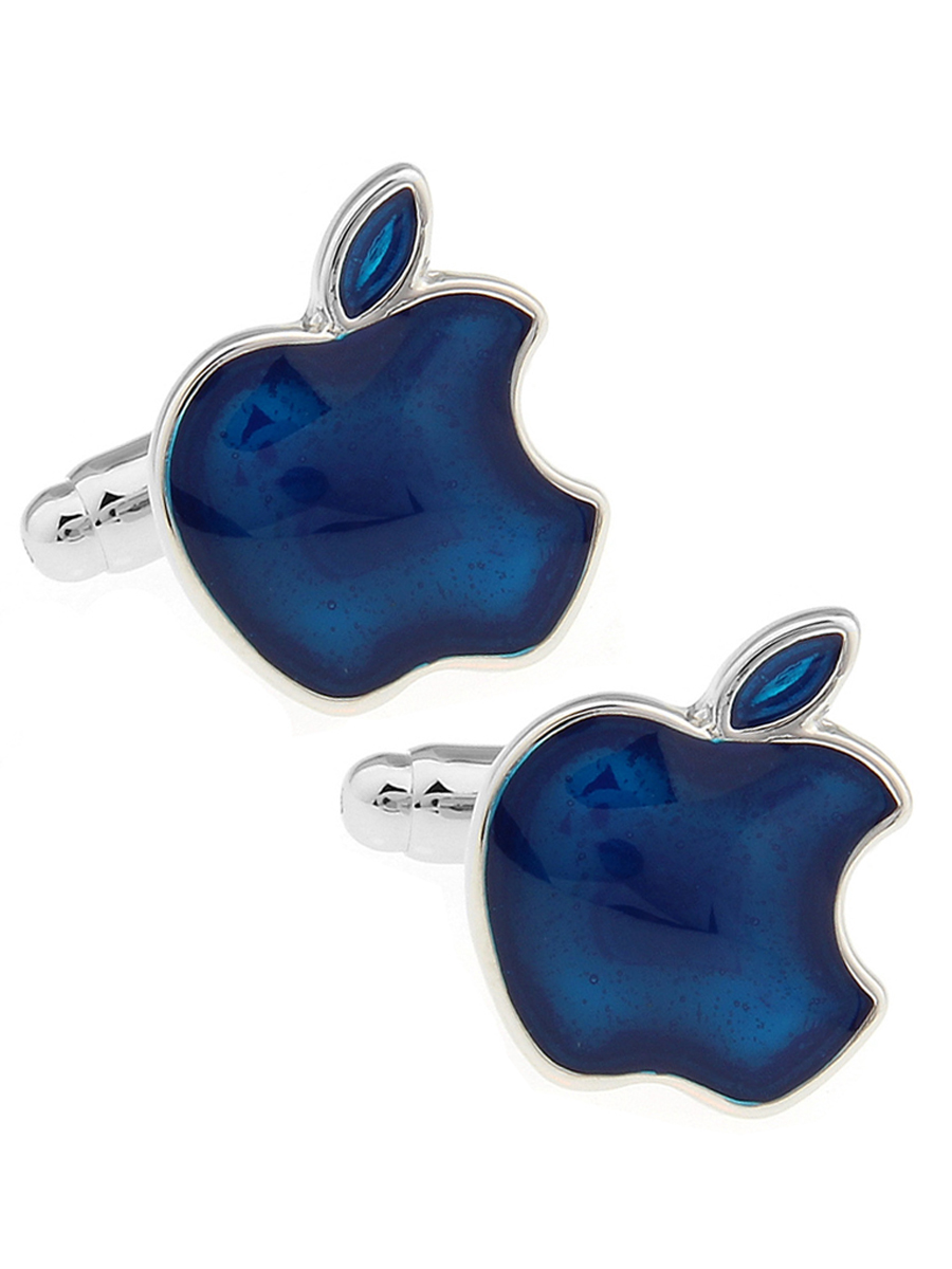 Запонки Apple, Материал: Ювелирная сталь, Цвет: Синий, Размеры: 16 мм х 14 мм, общая длина 22 мм, ножка 17 мм, вес: 8 гр., подарочная упаковка бесплатно.