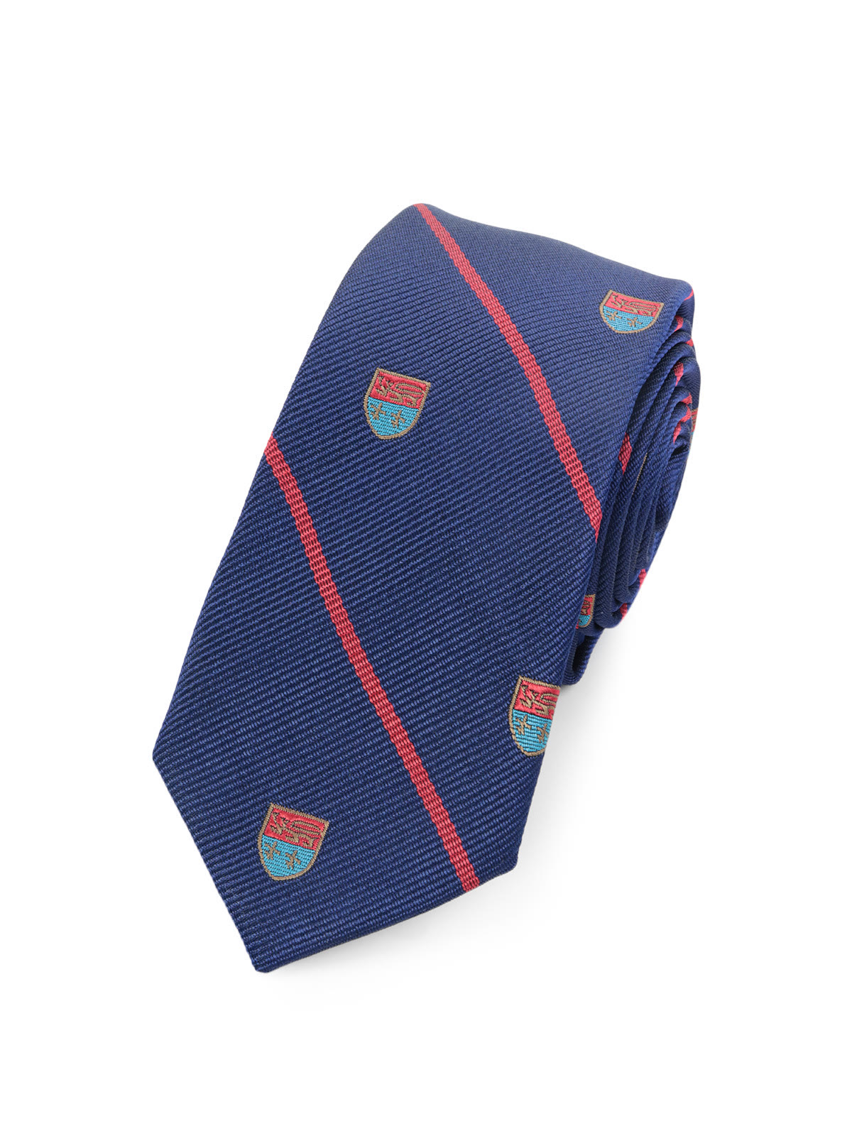 Галстук синий с гербами в полоску всего за 800 руб руб. Галстук синий с гербами в полоску описание: Фасон - Узкий галстук, Материал - Полиэстер, Цвет - Синий, Размер - 6 см х 150 см, Страна производства - Россия.