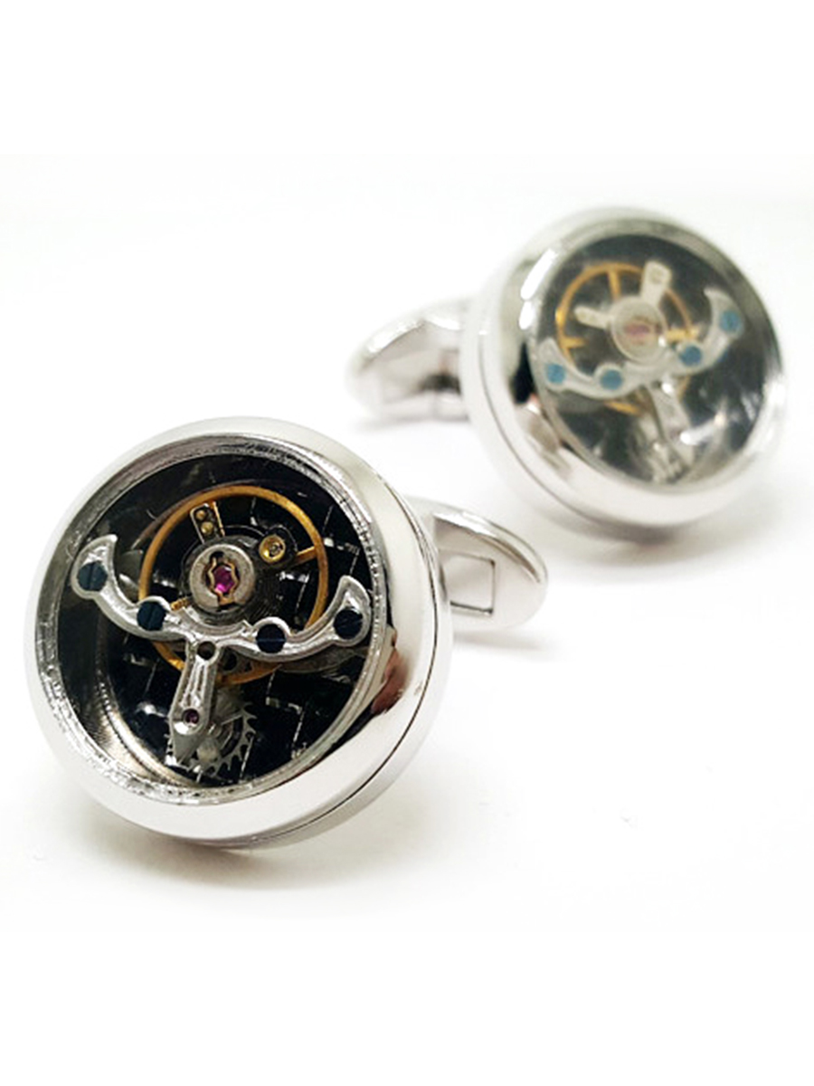 Запонки с активным часовым механизмом сталь, Материал: Ювелирная сталь 316L, Цвет: Стальной, Размеры: диаметр 20 мм, общая длина 29 мм, ножка 17 мм, вес: 22 гр., подарочная упаковка бесплатно.