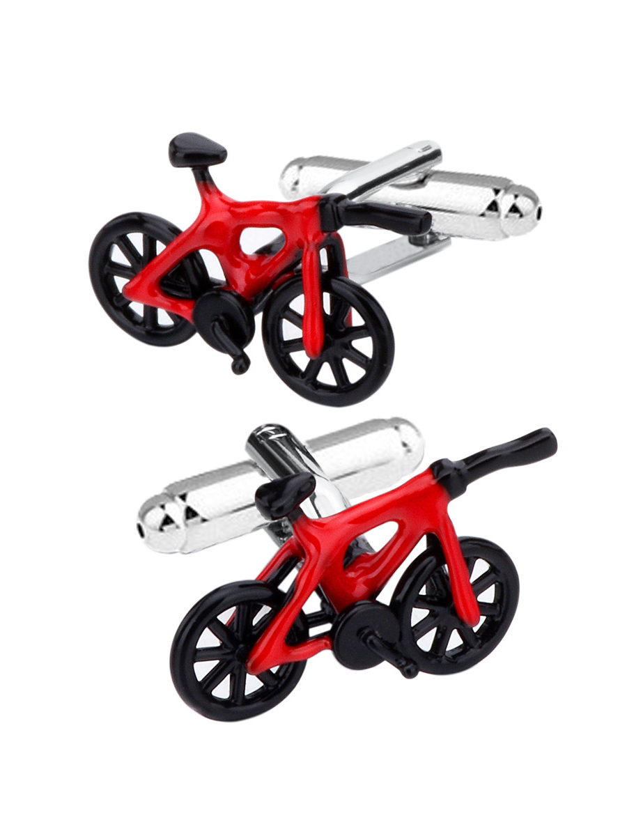 Запонки велосипеды, Материал: Ювелирная сталь 316L Покрытие - эмаль, Цвет: Красный, Размеры: 26 мм х 15 мм, общая длина 22 мм, ножка 17 мм, вес: 11 гр., подарочная упаковка бесплатно.