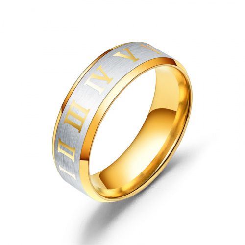 MK95 Кольцо с римскими цифрами серебристо-золотое только в 2beMan.ru