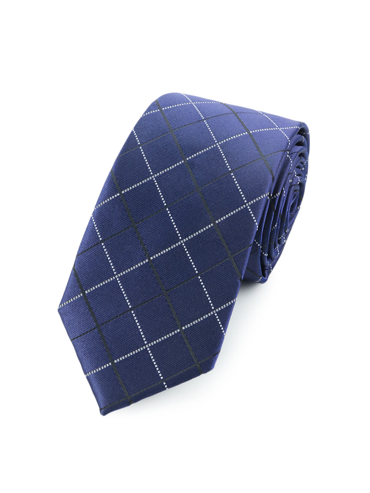 Галстук узкий темно-синий в абстрактную клетку описание: Фасон - Узкий галстук, Материал - Полиэстер, Цвет - Темно-синий, Размер - 6 см х 140 см, Страна производства - Россия.