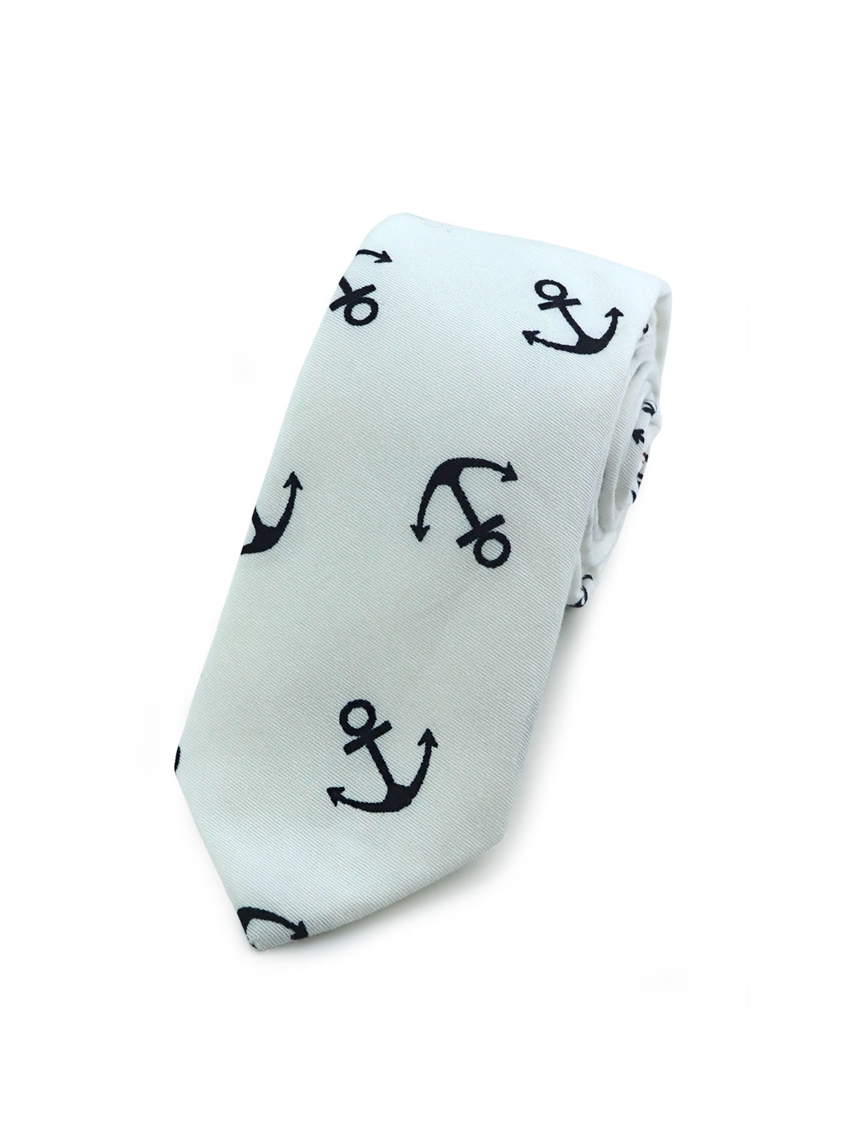 Галстук белый с якорями всего за 1 400 руб руб. Галстук белый с якорями описание: Фасон - Узкий галстук, Материал - Хлопок, Цвет - Белый, Размер - 6 см х 155 см, Страна производства - Россия.