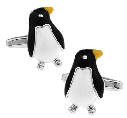 Запонки пингвины, Материал: Ювелирная сталь 316L Покрытие - эмаль, Цвет: Черный, белый, Размеры: 12 мм х 20 мм, вес: 12 гр., подарочная упаковка бесплатно.