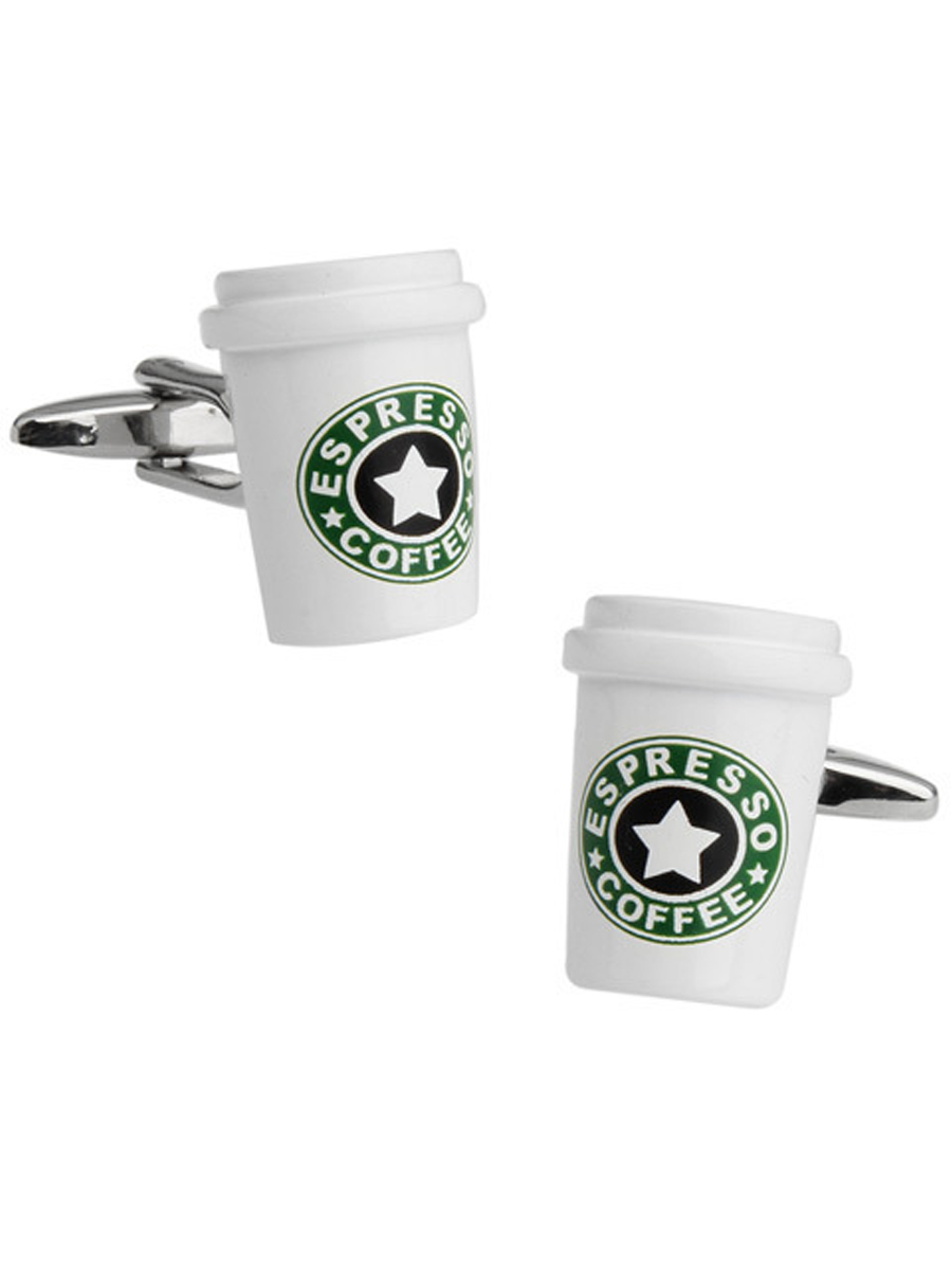 Запонки стаканчики кофе Запонки стаканчики кофе, Материал: Ювелирная сталь 316L Покрытие - эмаль, Цвет: Белый, Размеры: 12 мм х 16 мм, общая длина 30 мм, ножка 19 мм, вес: 14 гр., подарочная упаковка бесплатно.