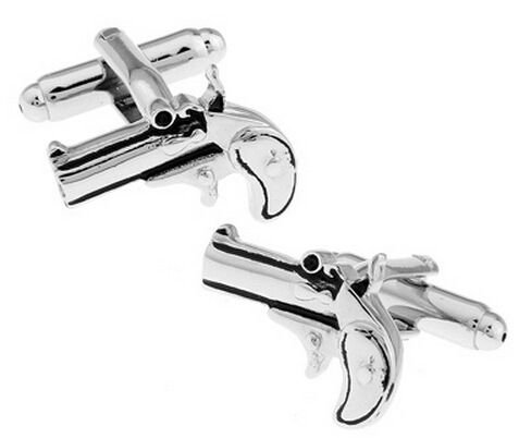 Запонки револьверы, Материал: Ювелирная сталь 316L, Цвет: Серебристый + Черный, Размеры: 15 мм х 15 мм, вес: 13 гр., подарочная упаковка бесплатно.
