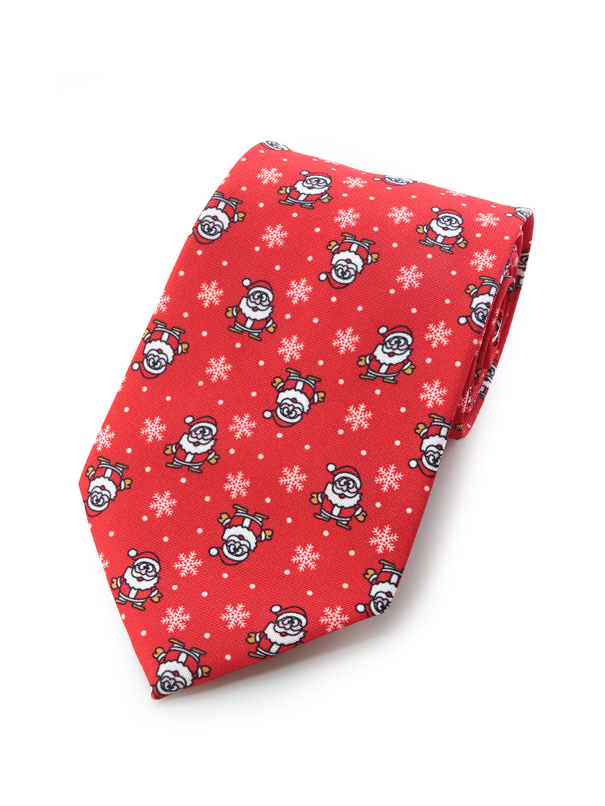 Галстук новогодний широкий красный с Сантами и снежинками описание: Фасон - Широкий галстук, Материал - Полиэстер, Цвет - Красный, белый, Размер - 8 см х 145 см, Страна производства - Россия.
