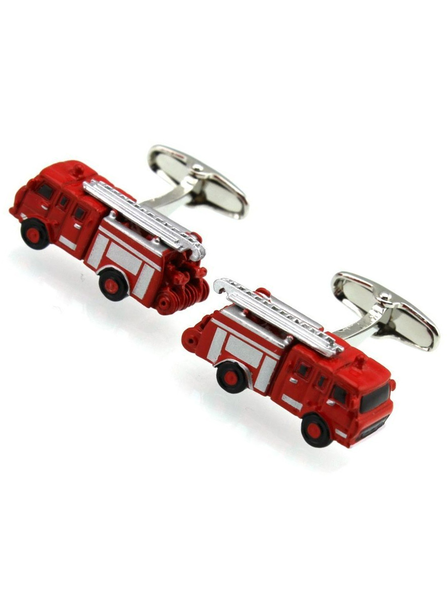 Запонки пожарные машины, Материал: Ювелирная сталь 316L Покрытие эмаль, Цвет: Красный, Размеры: 24 мм х 9 мм, общая длина 29 мм, ножка 19 мм, вес: 11 гр., подарочная упаковка бесплатно.