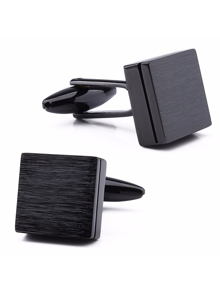 Запонки классические квадратные черные, Материал: Ювелирная сталь 316L, Цвет: Черный, Размеры: 16 мм х 16 мм, общая длина 26 мм, ножка 19 мм, вес: , подарочная упаковка бесплатно.