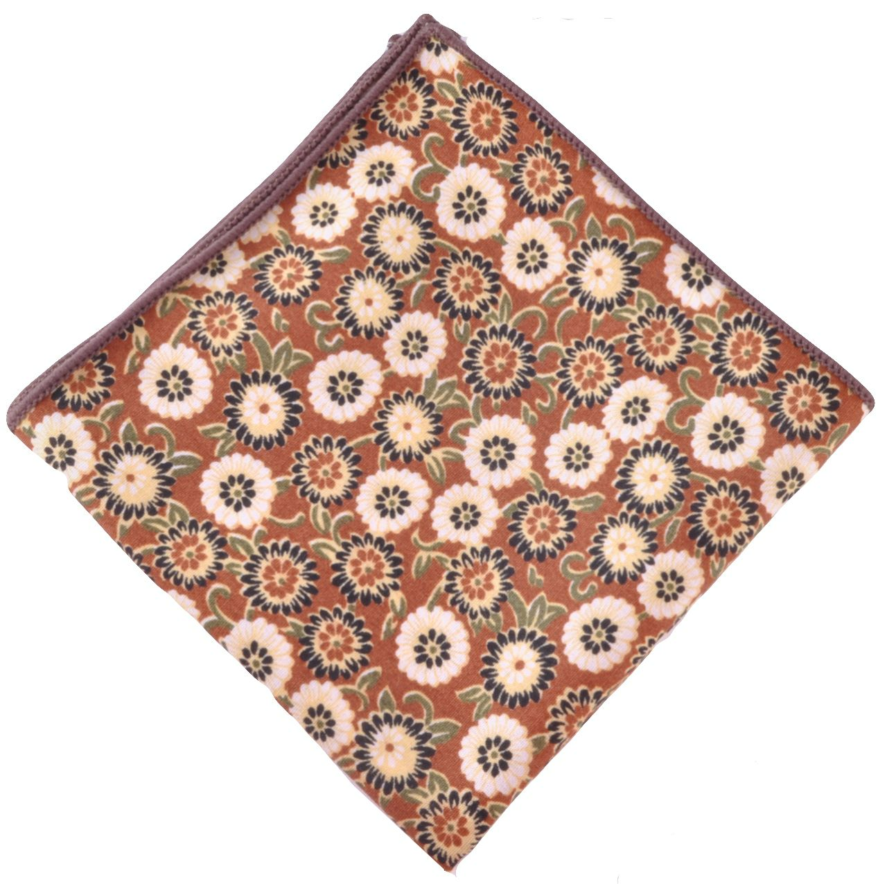 Нагрудный платок коричневый с цветами описание: Материал - Хлопок, Размеры - 24 см х 24 см, Страна производства - Турция;