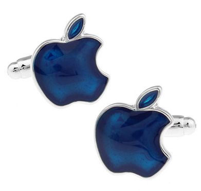 Запонки Apple, Материал: Ювелирная сталь, Цвет: Синий, Размеры: 12 мм х 15 мм, вес: 8 гр., подарочная упаковка бесплатно.