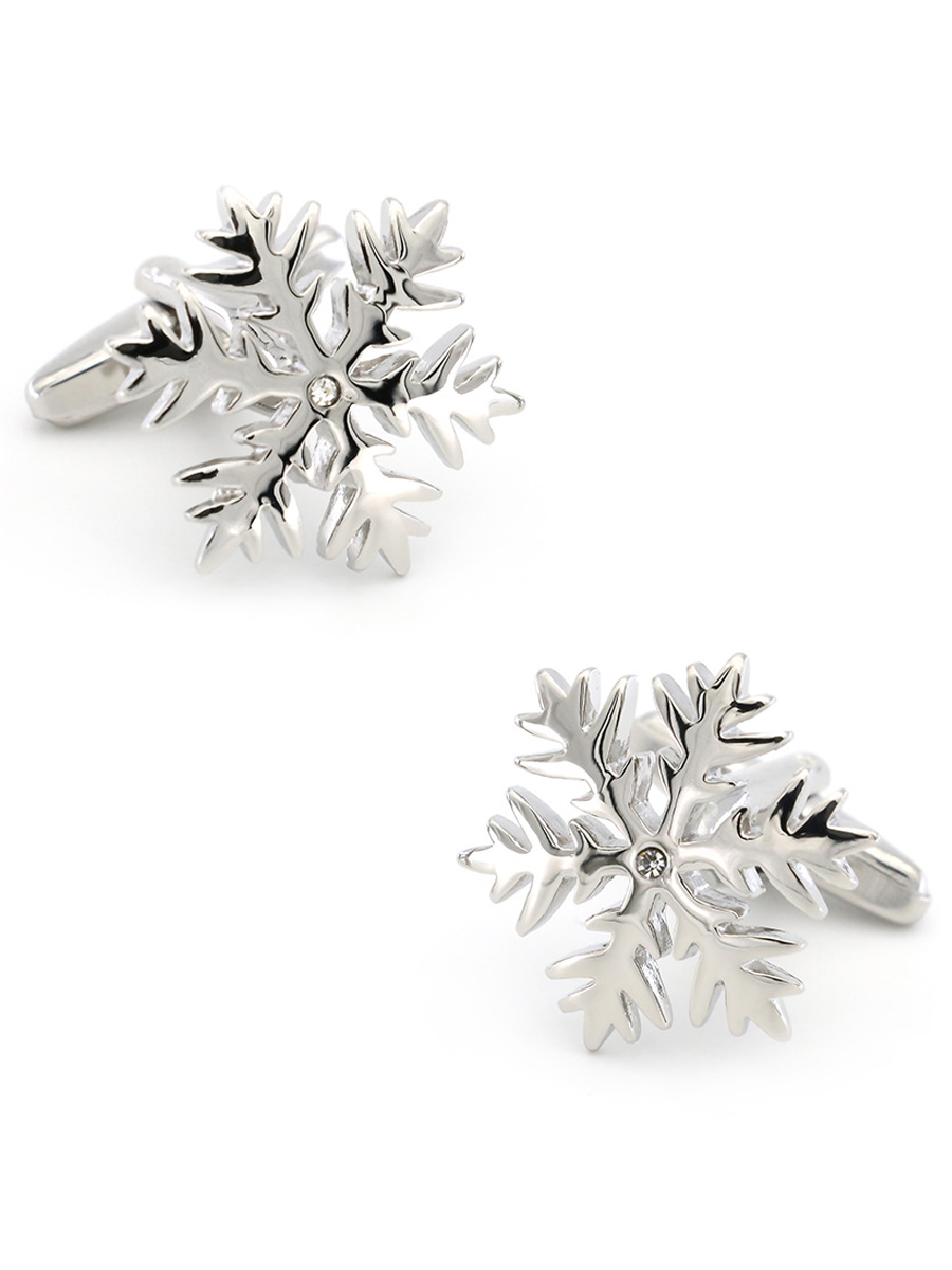 Запонки снежинки Запонки снежинки, Материал: Ювелирная сталь 316L, Цвет: Стальной, Размеры: диаметр 22 мм, общая длина 23 мм, ножка 19 мм, вес: 8 гр., подарочная упаковка бесплатно.