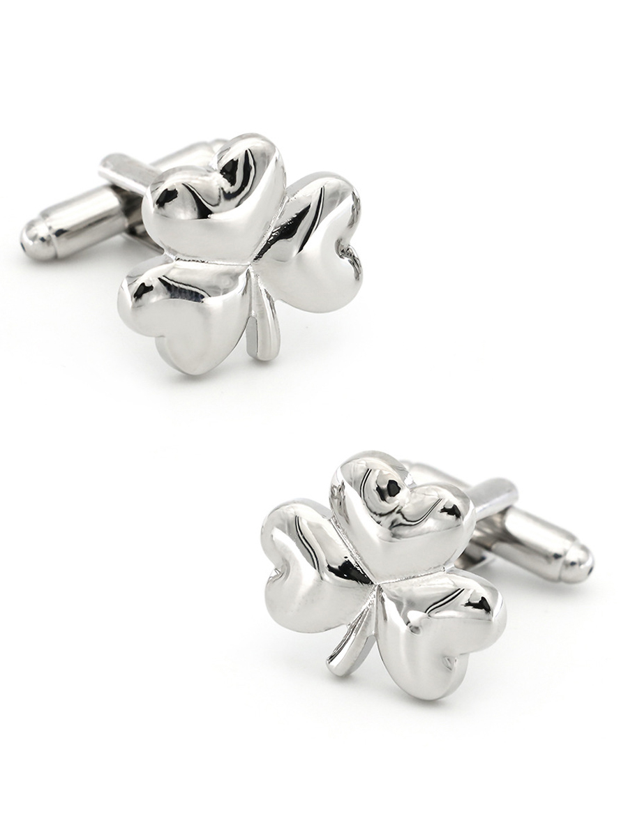 Запонки клевер, Материал: Ювелирная сталь 316L, Цвет: Серебристый, Размеры: 18 мм х 14 мм, общая длина 22 мм, ножка 17 мм, вес: 13 гр., подарочная упаковка бесплатно.