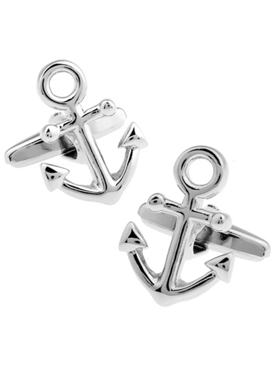 Запонки с якорем, Материал: Ювелирная сталь 316L, Цвет: Серебристый стальной, Размеры: 18 мм х 15 мм, общая длина 23 мм, ножка 19 мм, вес: 11 гр., подарочная упаковка бесплатно.