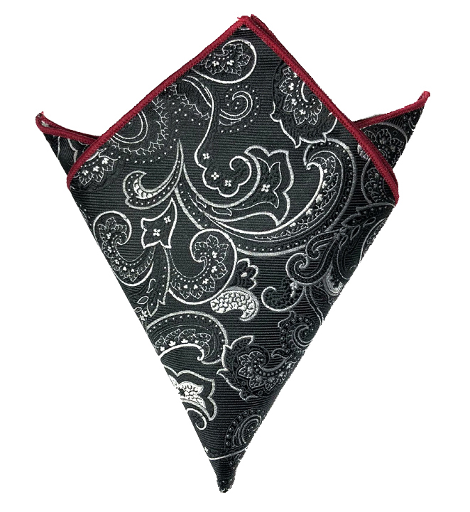 Платок черный с цветочным узором в стиле пейсли описание: Материал - Полиэстер, Размеры - 22 см х 22 см, Страна производства - Китай;