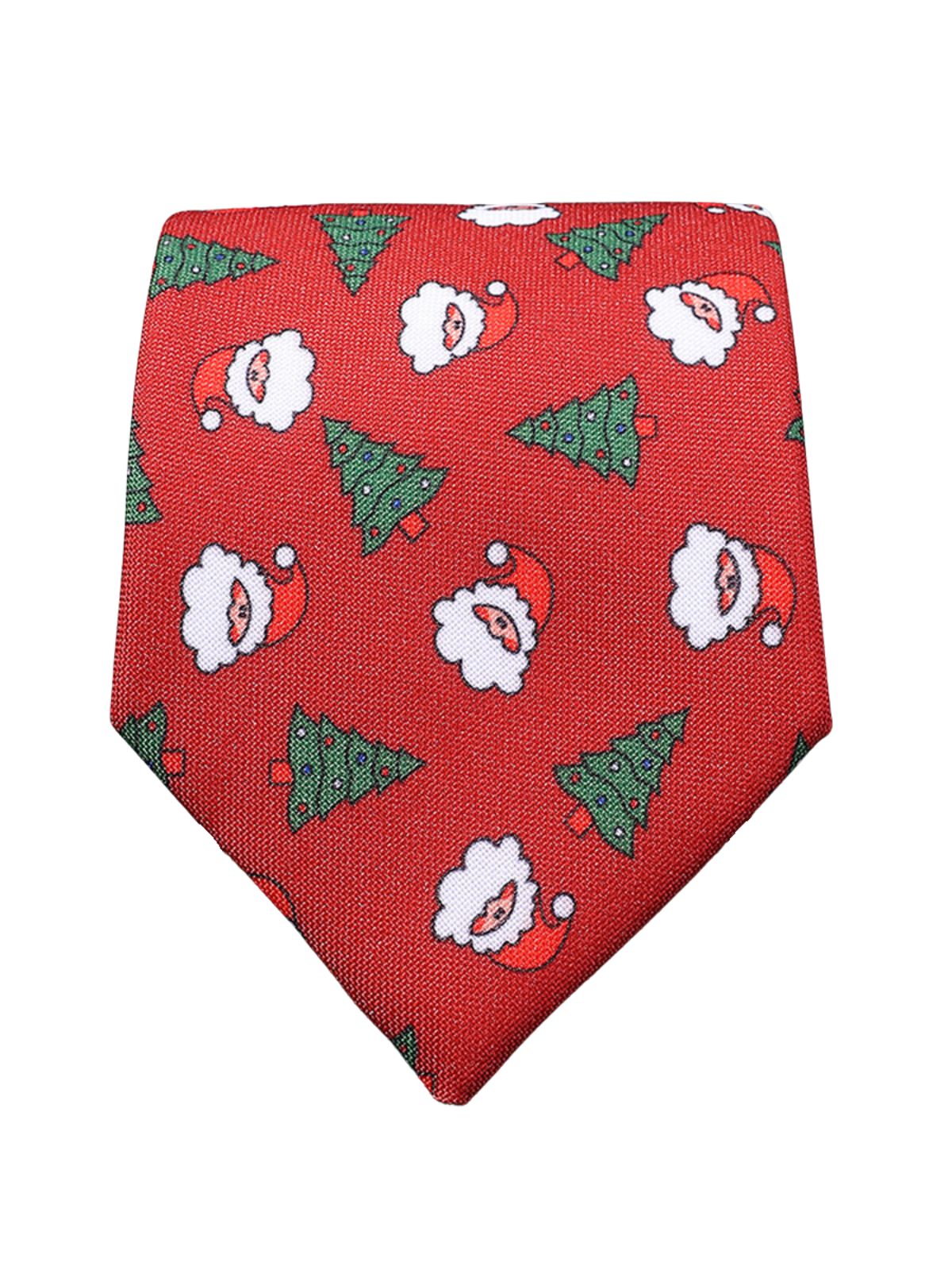 Галстук широкий новогодний красный с елками и Сантами описание: Фасон - Широкий галстук, Материал - Полиэстер, Цвет - Красный, белый, зеленый, Размер - 8 см х 145 см, Страна производства - Россия.