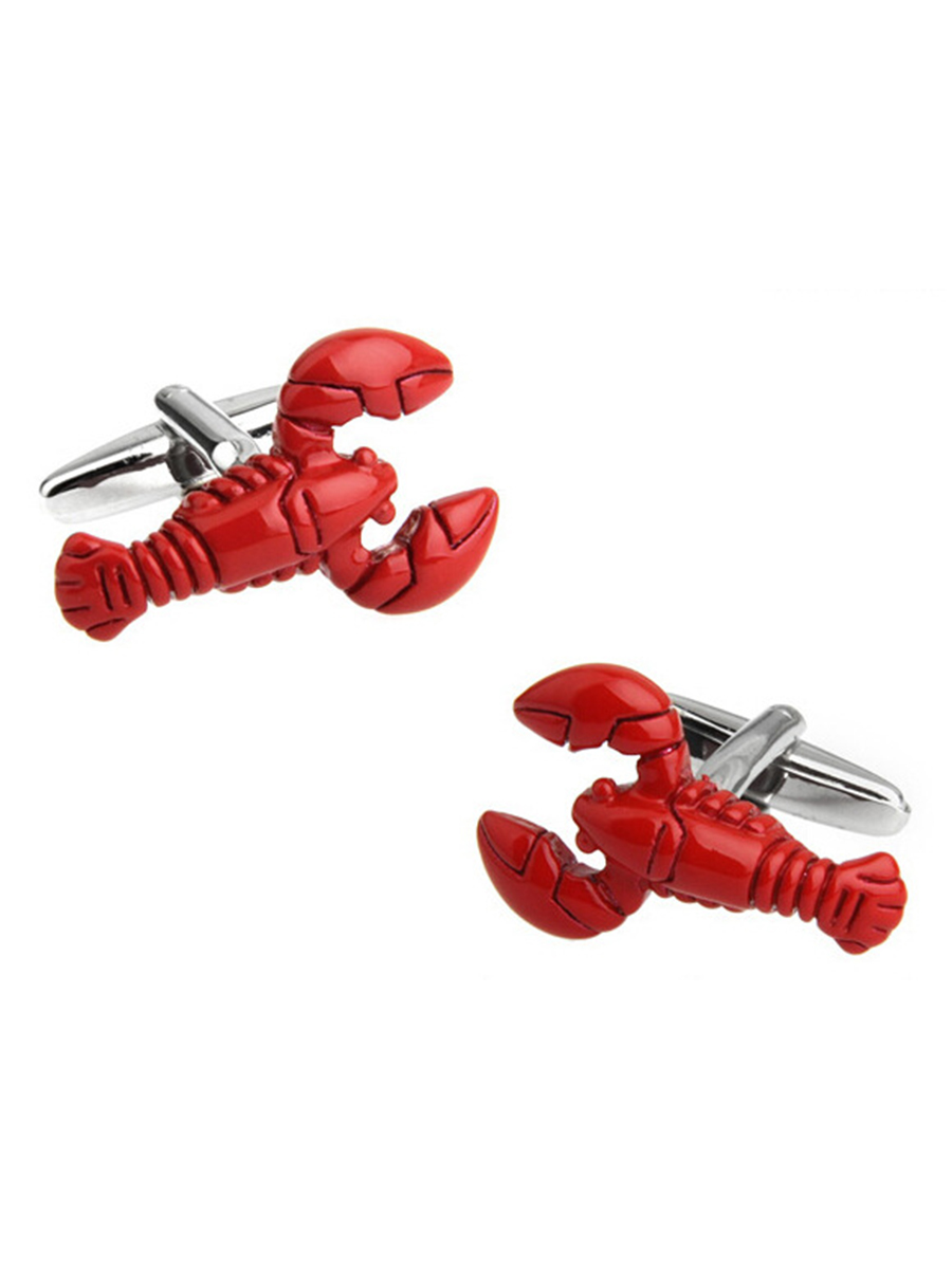 Запонки Раки, Материал: Ювелирная сталь 316L Покрытие эмаль, Цвет: Красный, Размеры: 29 мм х 16 мм, общая длина 26 мм, ножка 19 мм, вес: , подарочная упаковка бесплатно.