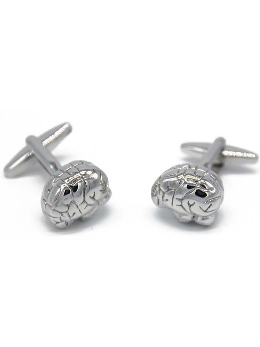 Запонки мозг, Материал: Ювелирная сталь 316L, Цвет: Стальной (серебристый), Размеры: 16 мм х 13 мм, общая длина 30 мм, ножка 19 мм, вес: 12 гр., подарочная упаковка бесплатно.