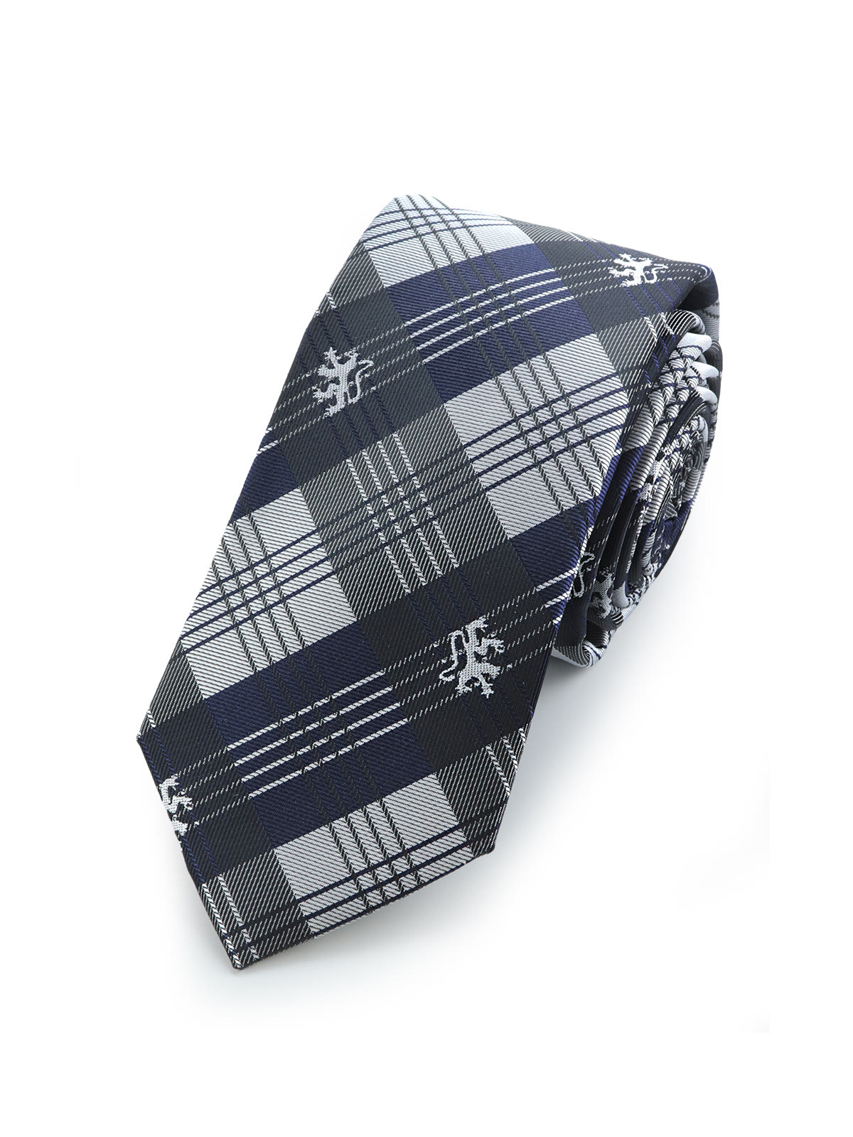 Галстук в английском стиле темно-синий в клетку со львами описание: Фасон - Узкий галстук, Материал - Полиэстер, Цвет - Темно-синий, серый, Размер - 6 см х 150 см, Страна производства - Россия.