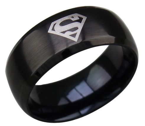MK03 Мужское кольцо с знаком Супермен черное только в 2beMan.ru