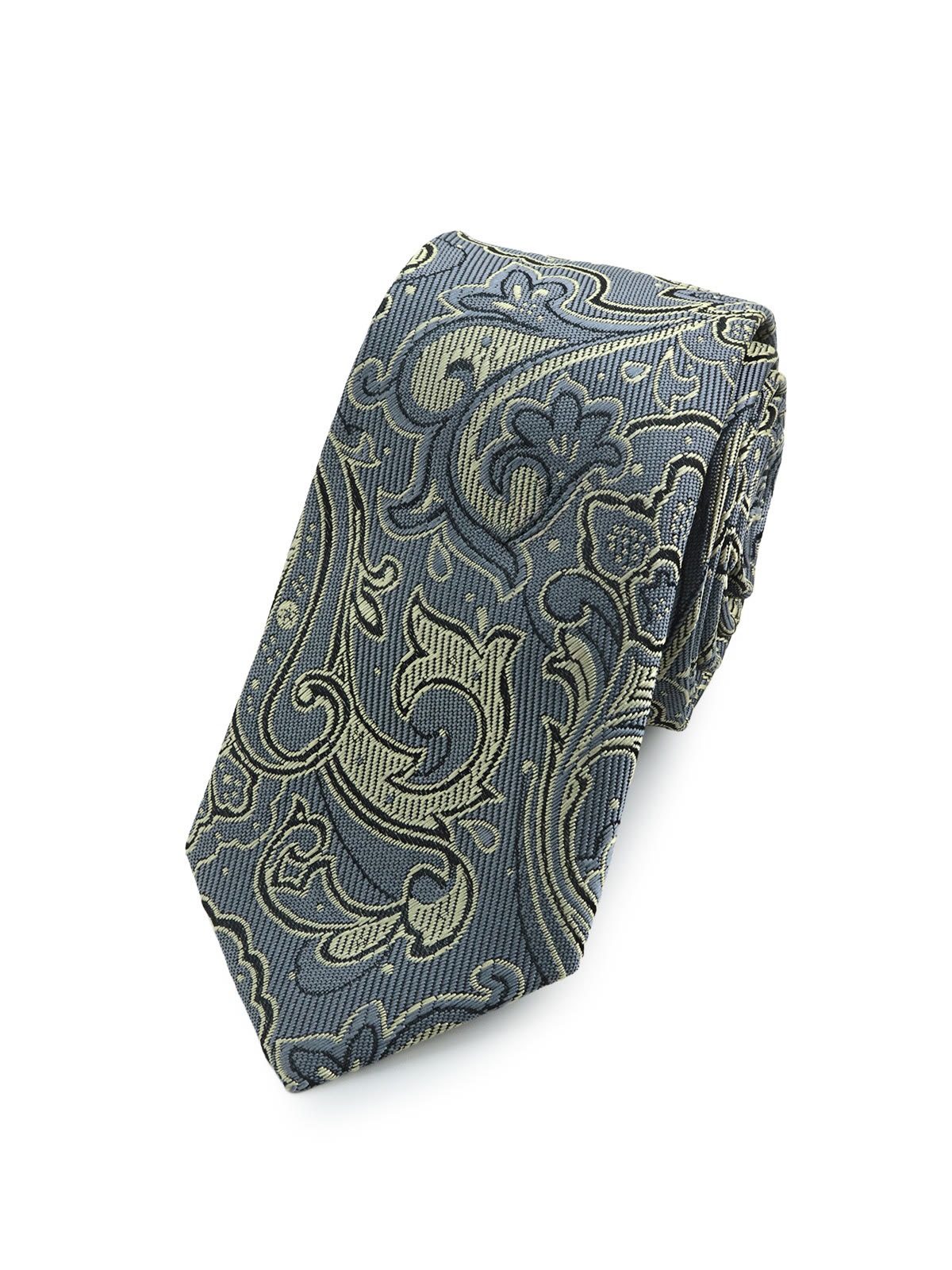 Галстук серый с золотистым узором пейсли всего за 1 500 руб руб. Галстук серый с золотистым узором пейсли описание: Фасон - Узкий галстук, Материал - Микрофибра, Цвет - Серый, золотистый, Размер - 6 см х 140 см, Страна производства - Россия.
