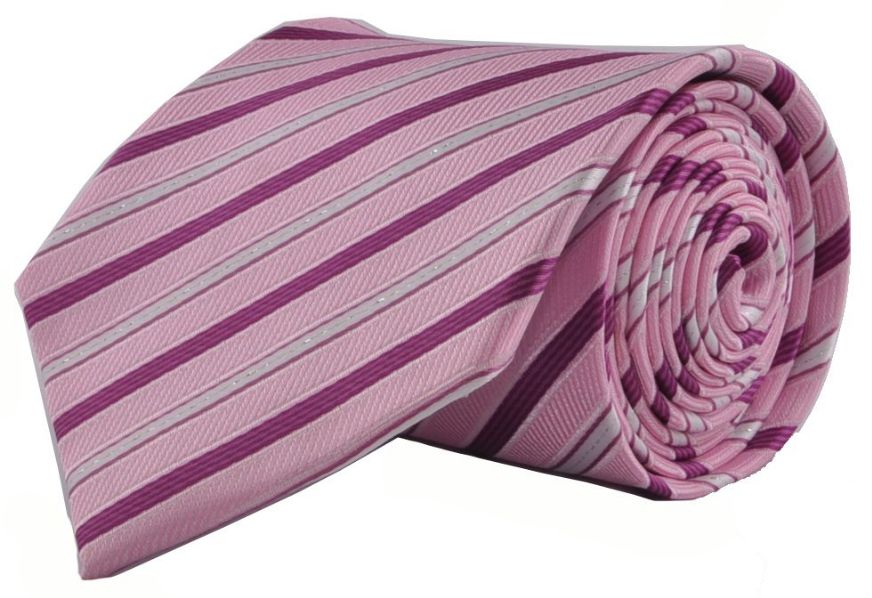 Галстук классический розовый в фиолетовую полоску описание: Фасон - Классический, Материал - Полиэстер, Цвет - Розовый^ белый, темно-розовый, Размер - 9 см х 140 см, Страна производства - Китай.