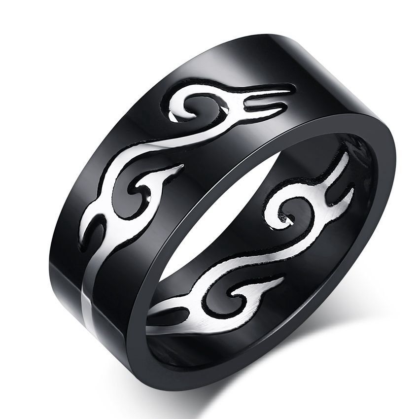 MK54 Черное стальное кольцо с вставкой кельтский узор только в 2beMan.ru