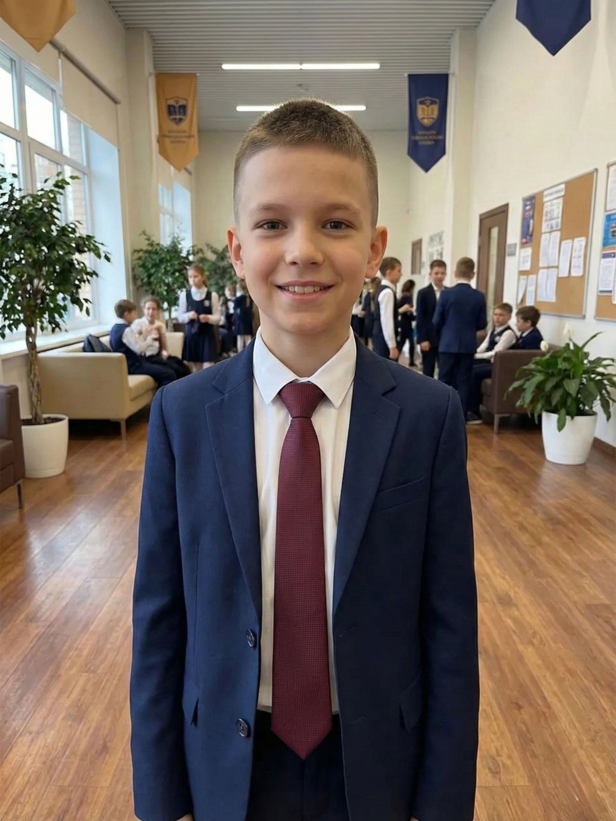 Описание Галстук детский на стяжке бордовый с клетчатой текстурой: Размер - Длина: 36 см, Ширина: 5,5 см, Цвет - Бордовый, Страна производитель - Россия;